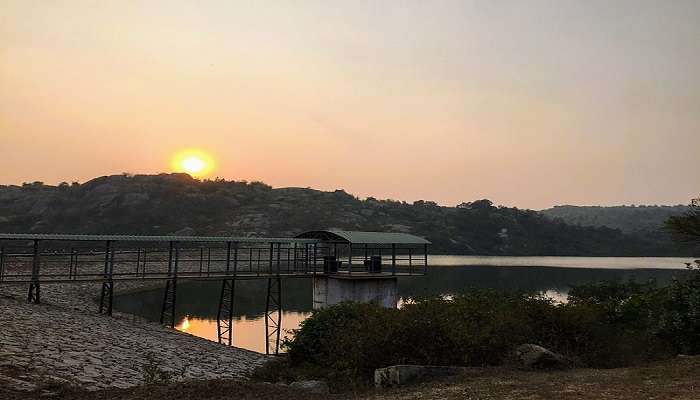 Tranquil scene at Manchanabele dam reservoir, one of the offbeat places in Bangalore