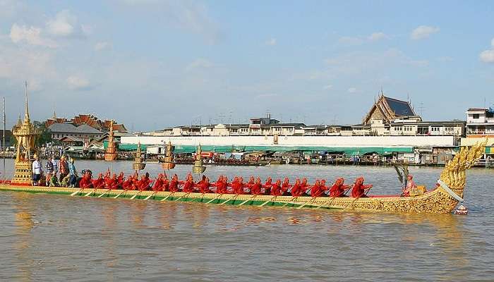 Stunning view of the 7-headed nagas on the Anantanagaraj barge at the Royal Barges National Museum Bangkok