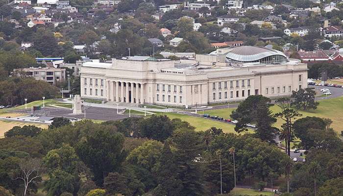 Auckland War Memorial Museum as seen from Sky Tower