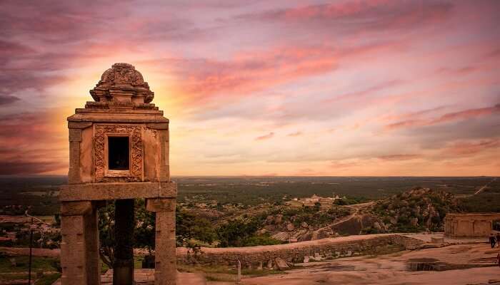 The sunset in Shravanabelagola, Karnataka
