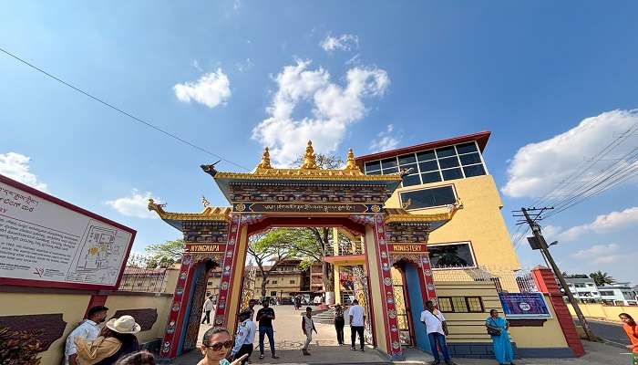 Entrance gate of Namdroling Monastery Golden Temple