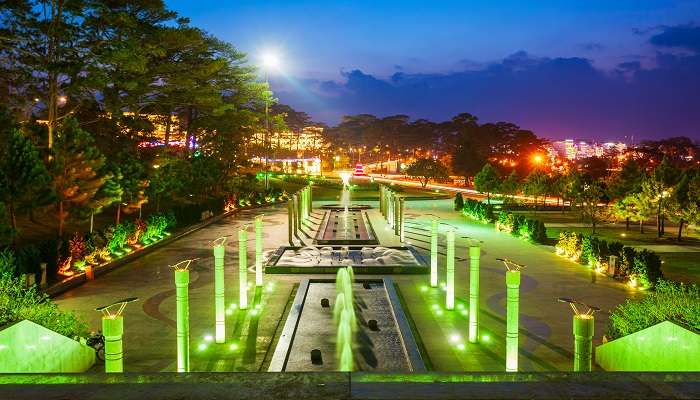 At sunset, Lam Vien Square in Dalat, Vietnam offers breathtaking views, a must-visit for things to do in Dalat Vietnam.