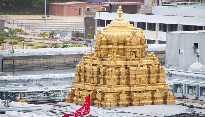  The glittering golden spire of Sri Venkateswara Swamy Vaari Temple