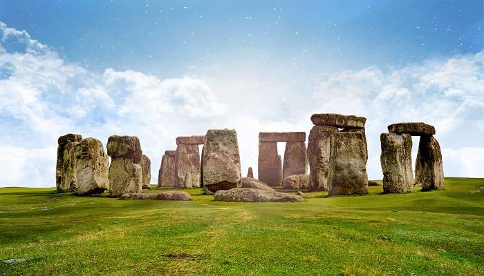 The view of Stonehenge Prehistoric Monument.