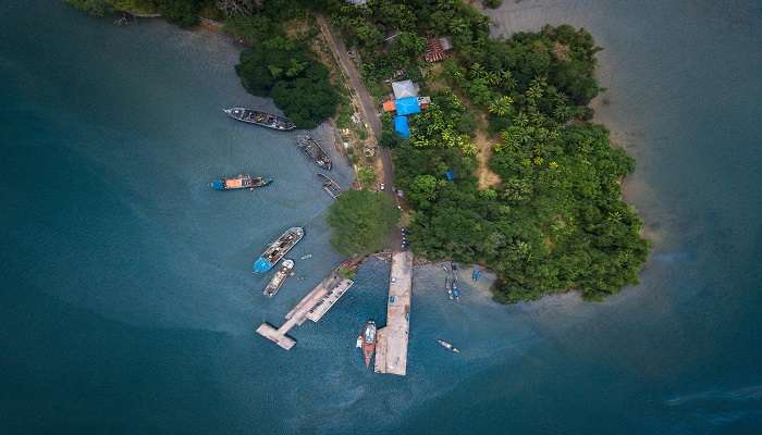The stunning aerial view of the cost of Twin Island Andaman. 