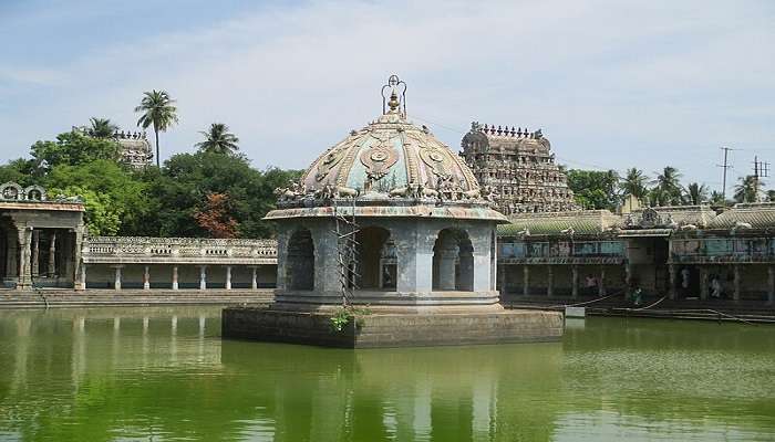  Architectural marvel of Vaitheeswaran Temple mirrored in serene waters