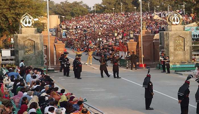 The Wagah Border ceremony is a must-see attraction on the Delhi to Amritsar road trip.