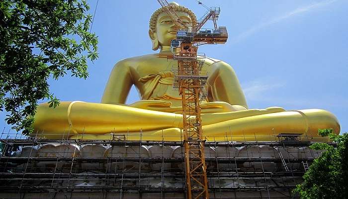 Wat Paknam temple is a Buddhist site near the Artist's House Bangkok along the Chao Phraya River
