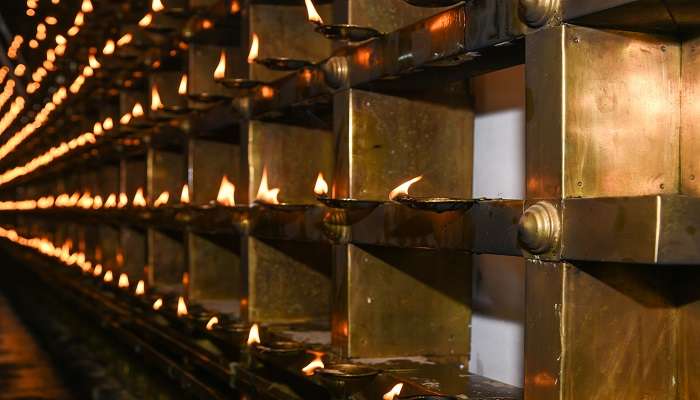  Lighting diyas at Guruvayur temple