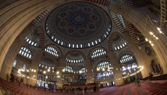 A Beautiful interior of the Selimiye Mosque.