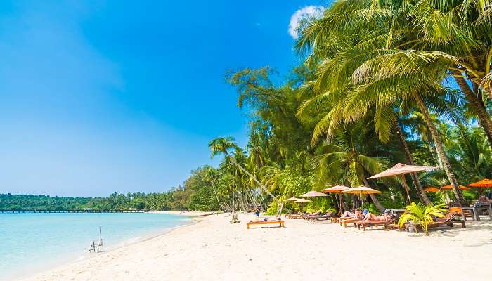 Beautiful tropical beach near resorts in Nha Trang