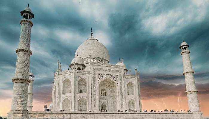 Taj Mahal in Agra is a very popular tourist attraction