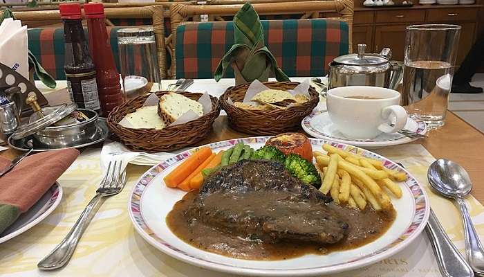 A plate of steak in Kothamangalam hotel