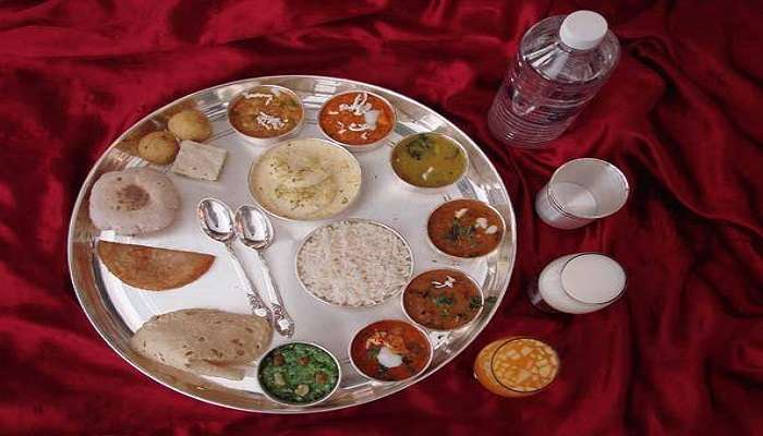 Mouth-watering Gujarati Thali served at Anand Beach Resort, Bordi.