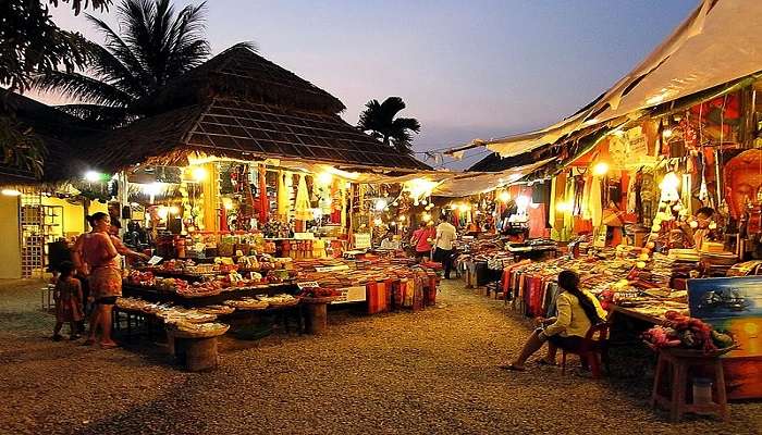 Vibrant Scene of Angkor Night Market, near Siem Reap Beach.