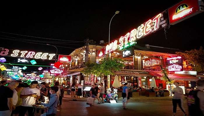 Colourful streets of Angkor Night Market, located near the museum.