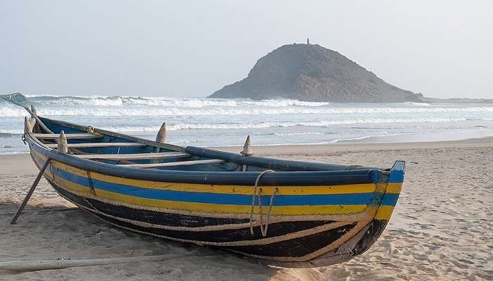 The view of the picturesque hills from Appikonda Beach, it is close to the Gangavaram beach