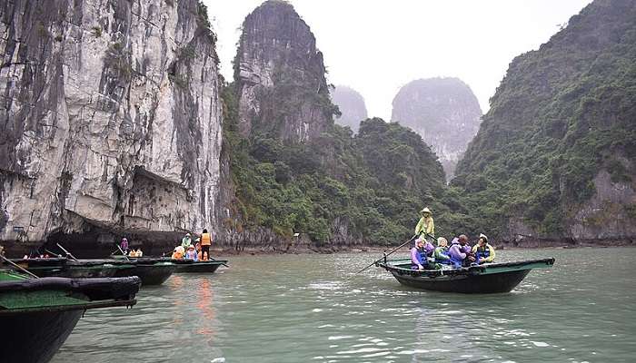Luon Cave bamboo boat ride is a must-try thrilling experience. 