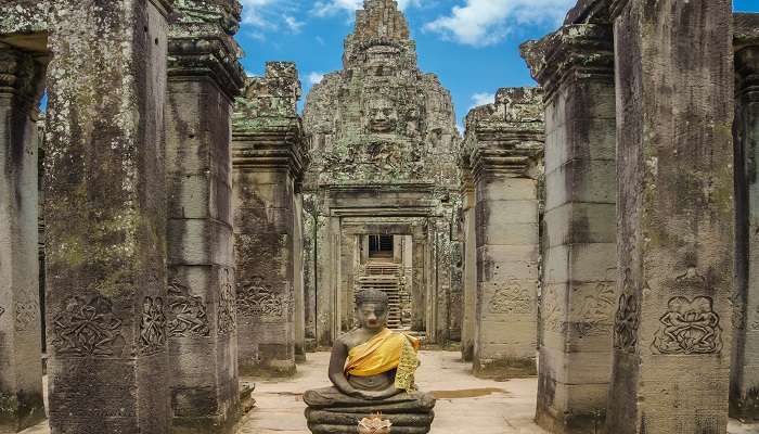 Beautiful entrance of the Bayon Temple Cambodia