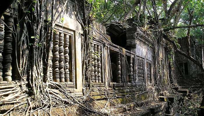 Beng Mealea is a sprawling temple complex located about 60 kilometres east of Angkor Wat
