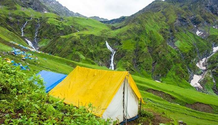 Scenic mountain Peaks and tent to stay on the next visit to Malari Village