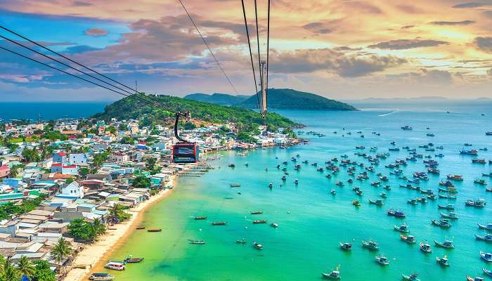 The longest cable ride at Phu Quoc island in South Vietnam