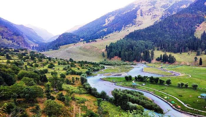  Breathtaking view of the Betaab Valley near Verinag Kashmir.