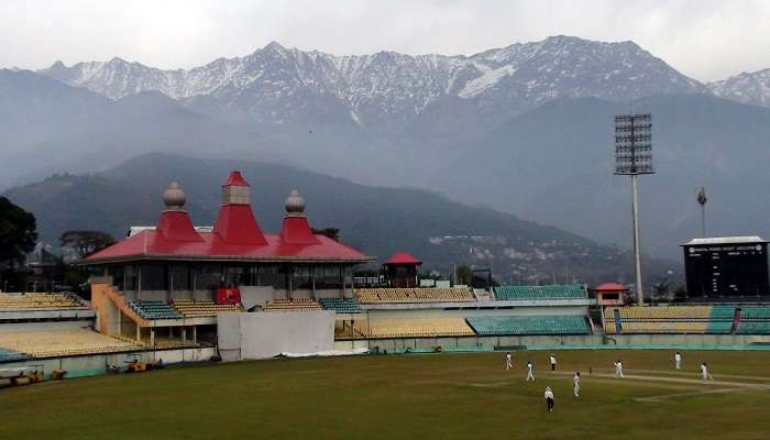 Cricket stadium in Dharamshala’s mountains