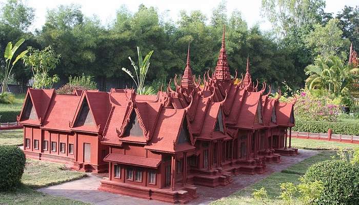 Miniature huts in Cambodian Cultural Village, a must-explore destination near Phnom Kraom.