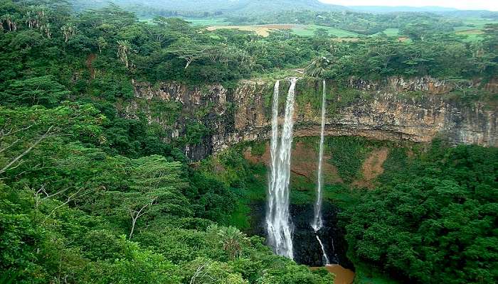 The majestic Chamarel Waterfall Near Seven coloured earth of Chamarel