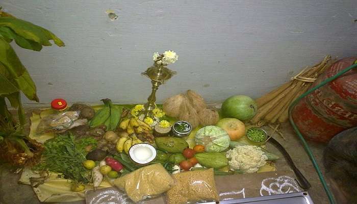 A picture of Pongal offerings