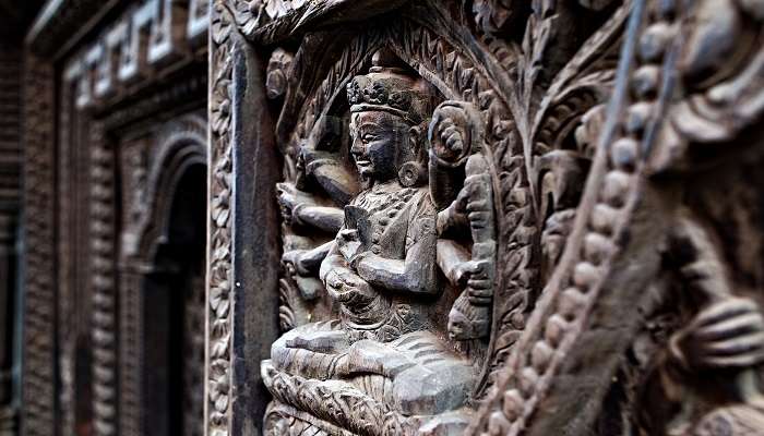 The picture of a Hindu God Sculpture Carved, Varanasi, India.