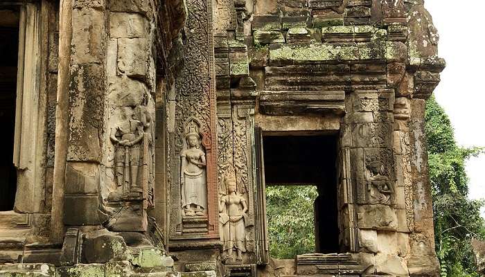 Doorway with carvings in Cambodia.