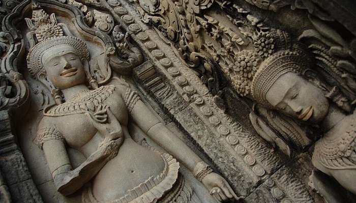 Devata sculpture at Thommanon Temple in Cambodia.