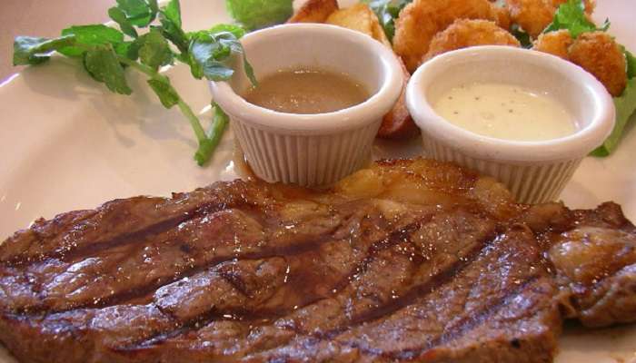 Delicious steak served at The Barn Steakhouse in Chocolate Ville at Bangkok.