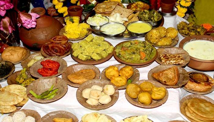 56 Bhog is offered to Lord Krishna and is served as Prasad to devotees in the temple.