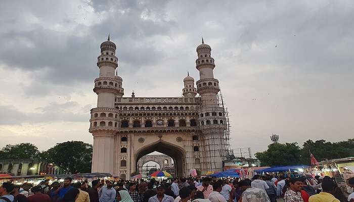 A stunning view of Charminar near to visit in Hyderabad.