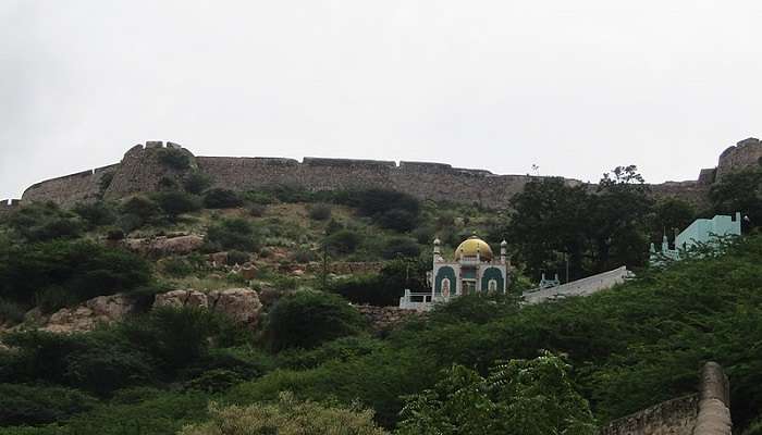 The wall of Gooty Fort and mosque