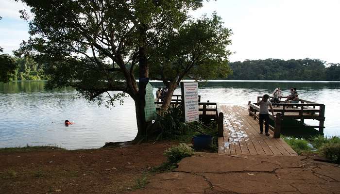 Seating area along the Lake Yeak Laom Cambodia.