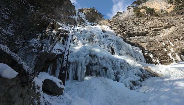 Frozen Waterfalls after Snowfall In Chakrata