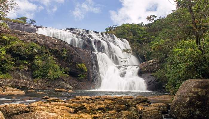 The flowing water of majestic Glen Falls, Nuwara Eliya