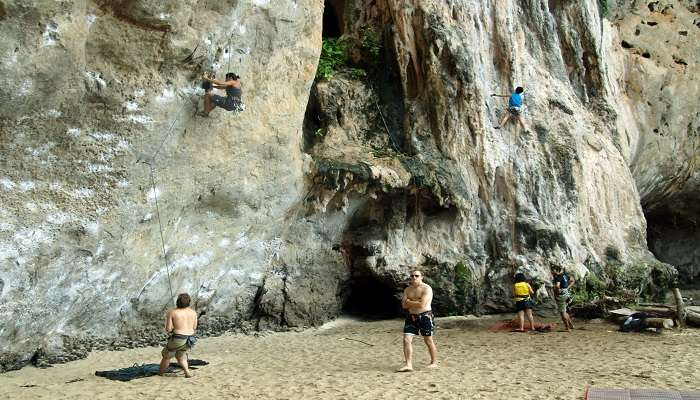 Rock Climbing near the Cave at thailand