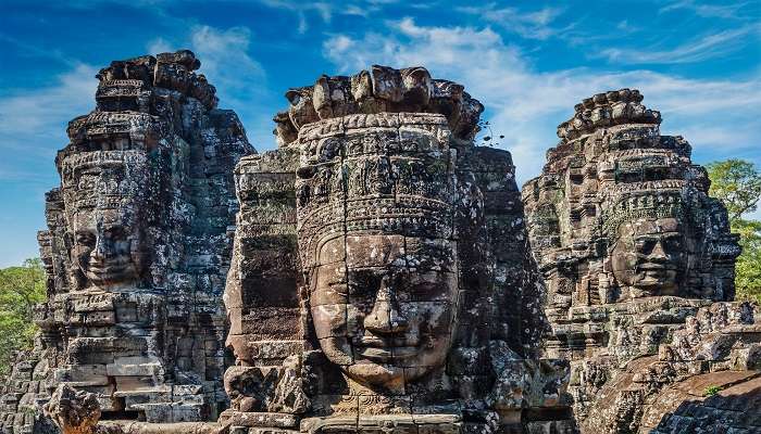 Stone faces in the Bayon Temple Cambodia