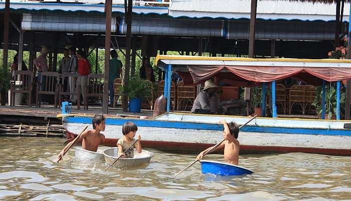 The locals travelling by boat