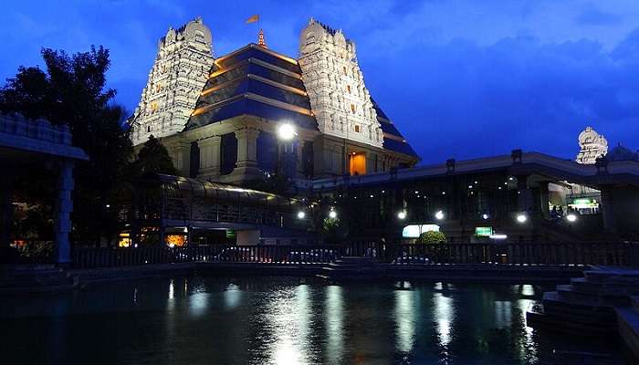The famous ISKCON Temple is a major attraction near Hebbal