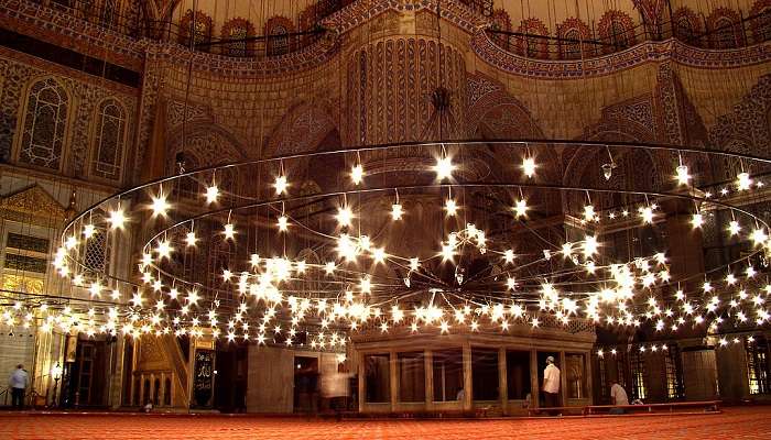 The interior of the biggest mosque in Istanbul.