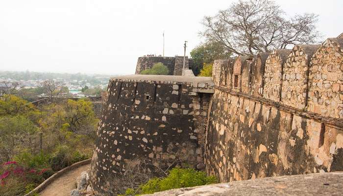 The masonry walls of Jhansi Fort are still visible.