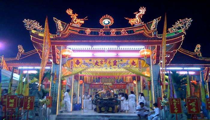 Beautifully lit Jui Tui Shrine during the festival. 