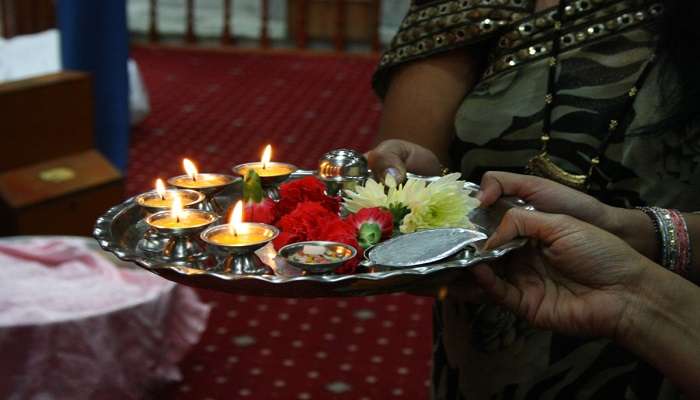 Aarti thaali at the temple 
