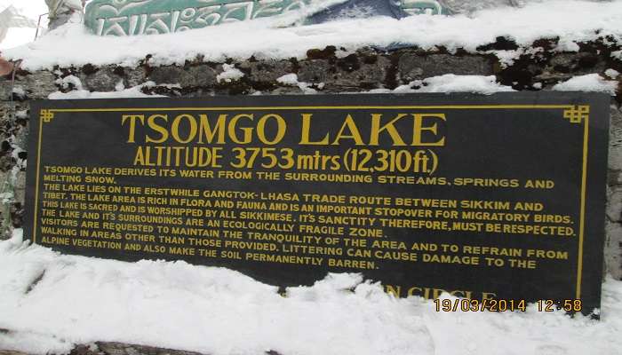 The information board about Tsomgo Lake, Sikkim 